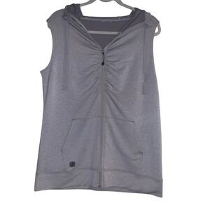 Jockey Women's Hoodie Running  Vest Gray Full Zip Sleeveless With Pockets Size ?